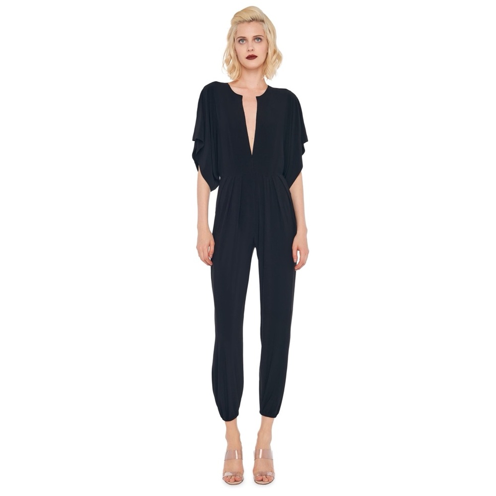 Norma Kamali Black Draped Jumpsuit Romper